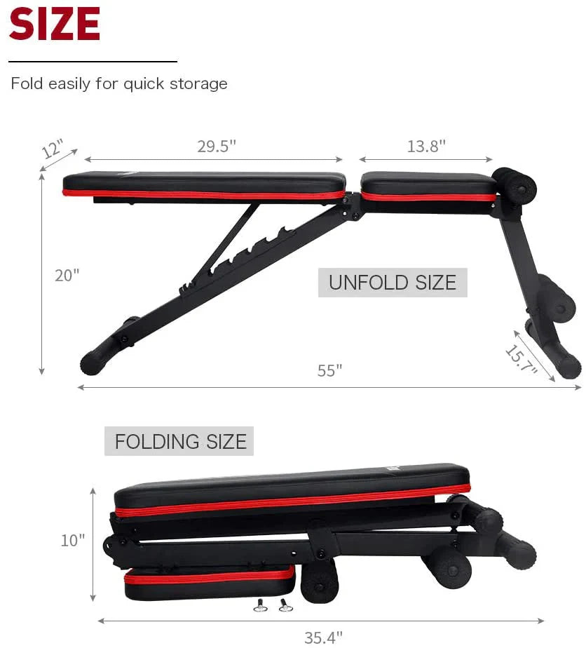 PASYOU Adjustable Weight Bench - 7 Back Positions, 500 lbs Capacity