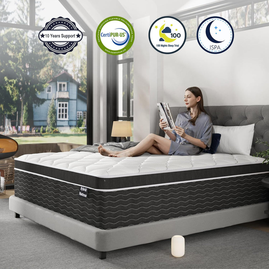 Full Size 10 Inch Medium Plush Hybrid Mattress In A Box