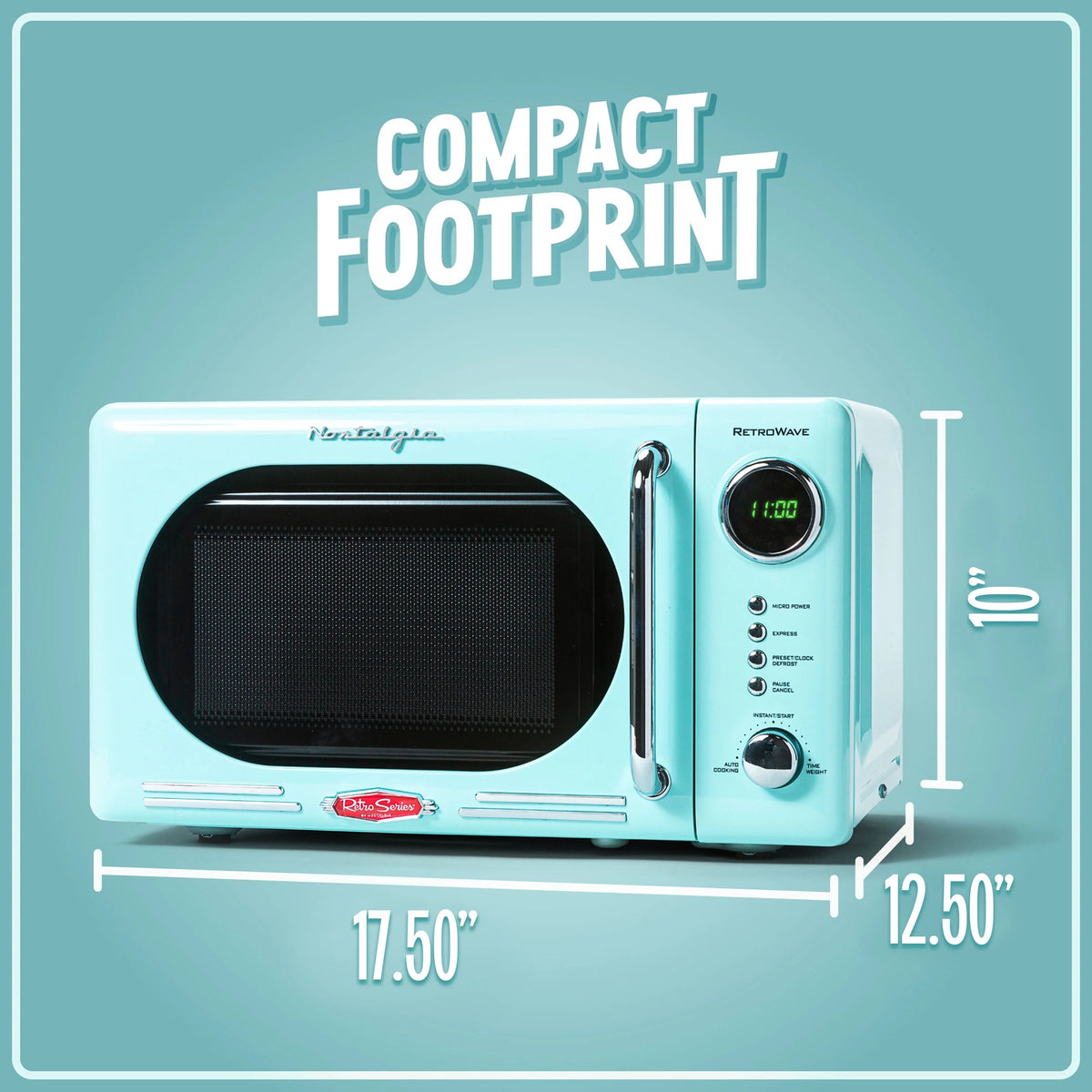 Nostalgia Retro Compact Countertop Microwave Oven 0.7 Cu. Ft. 700-Watts Orange