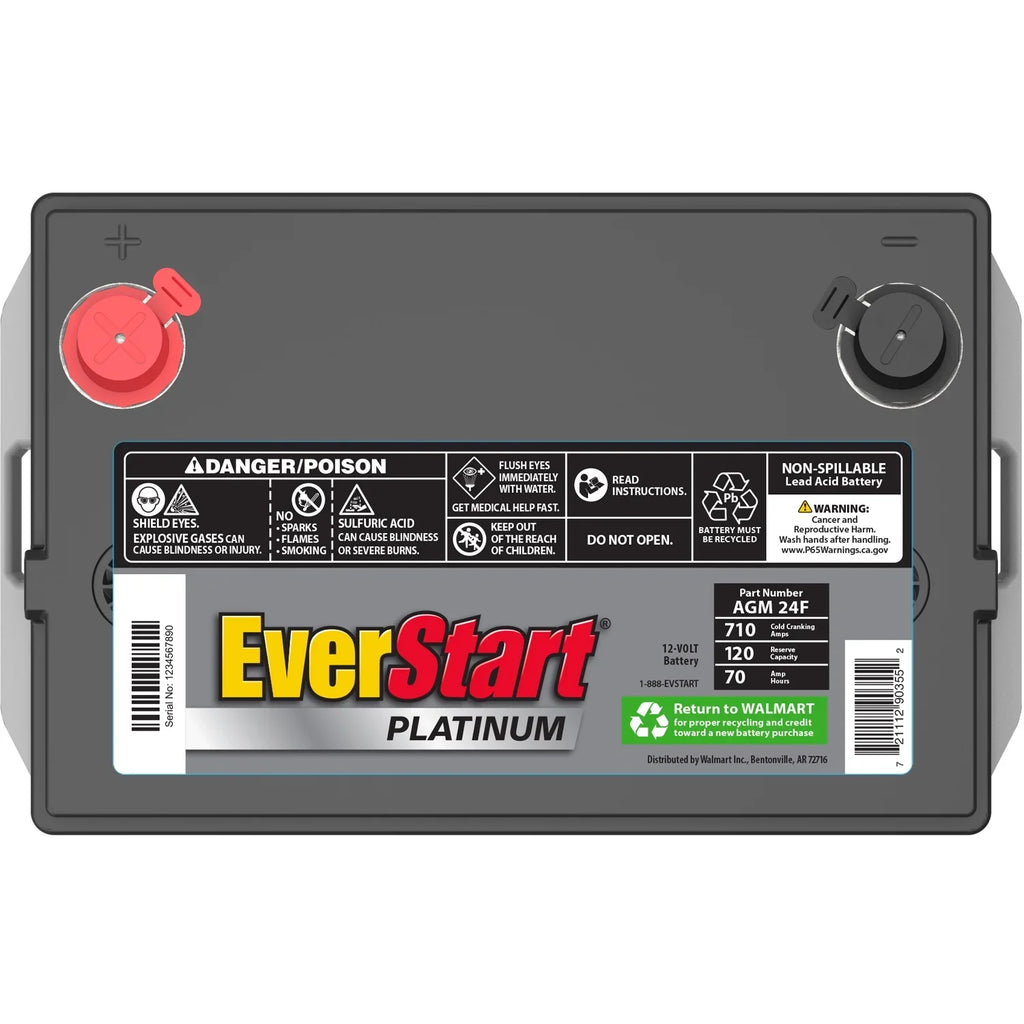 EverStart Platinum AGM Automotive Battery, Group Size 24F, 12 Volt, 750 CCA