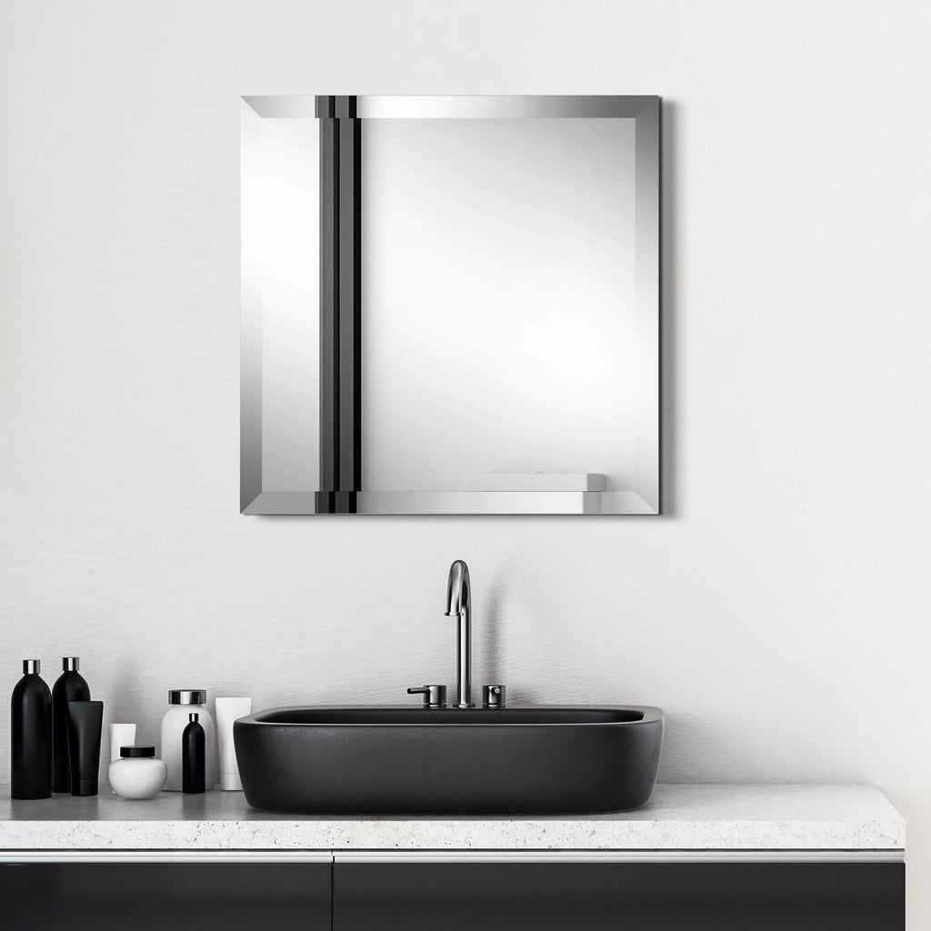 Frameless Beveled Prism Wall Mirror - Clear