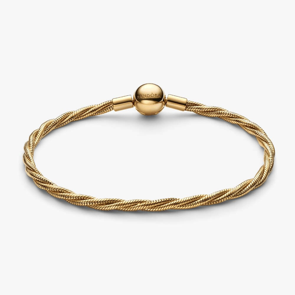 Round Pandora Clasp Twisted Snake Chain Bracelet