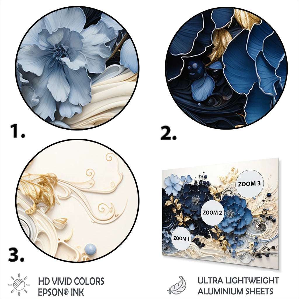 Abstract Spiral Aluminum Wall Art, Gold And Blue, Multiple Sizes