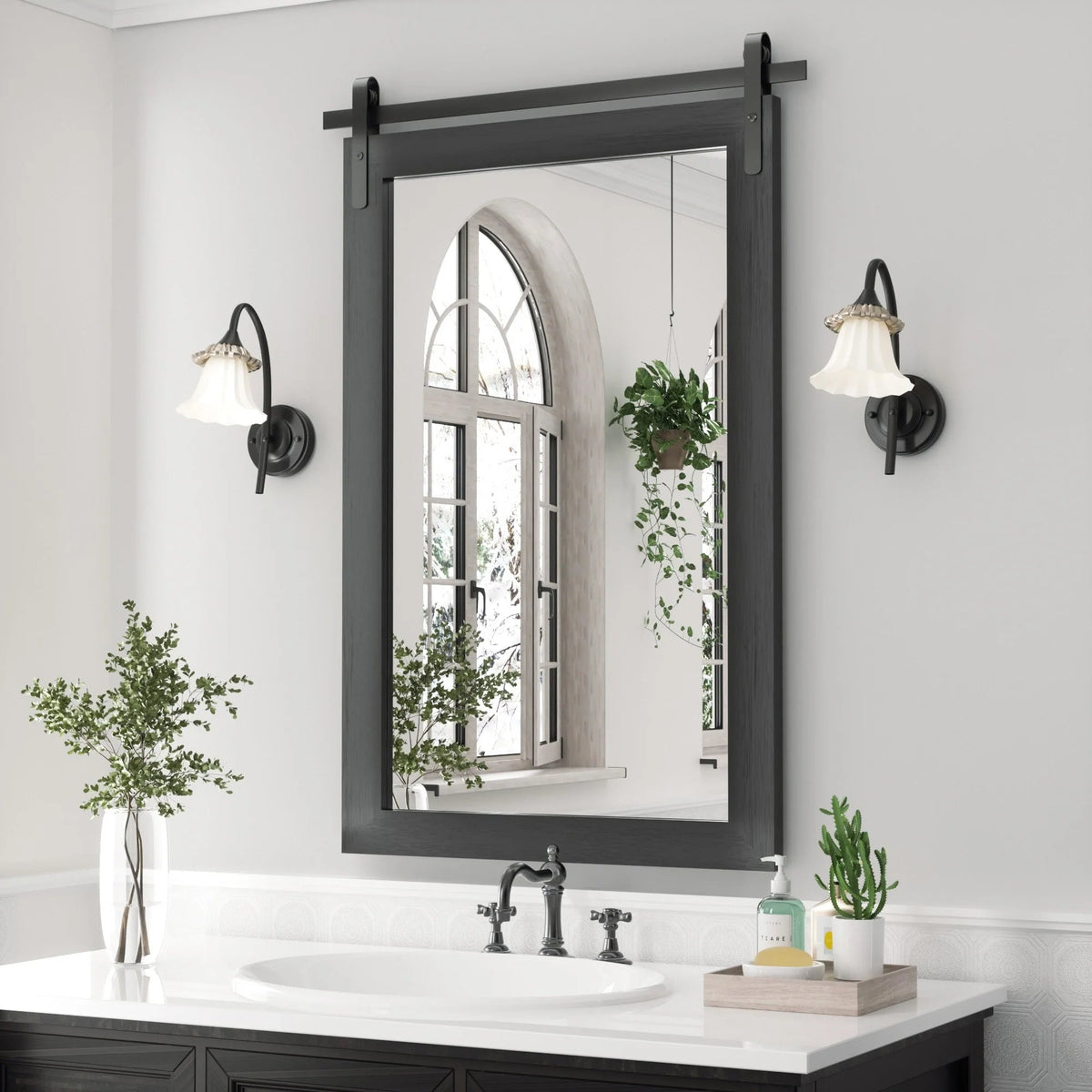 Rectangular Wall Mirror With Wood Frame, 18 x 26 in, 22 x 30 in, 24 x 36 in, or 40 x 26 in - Multiple Sizes