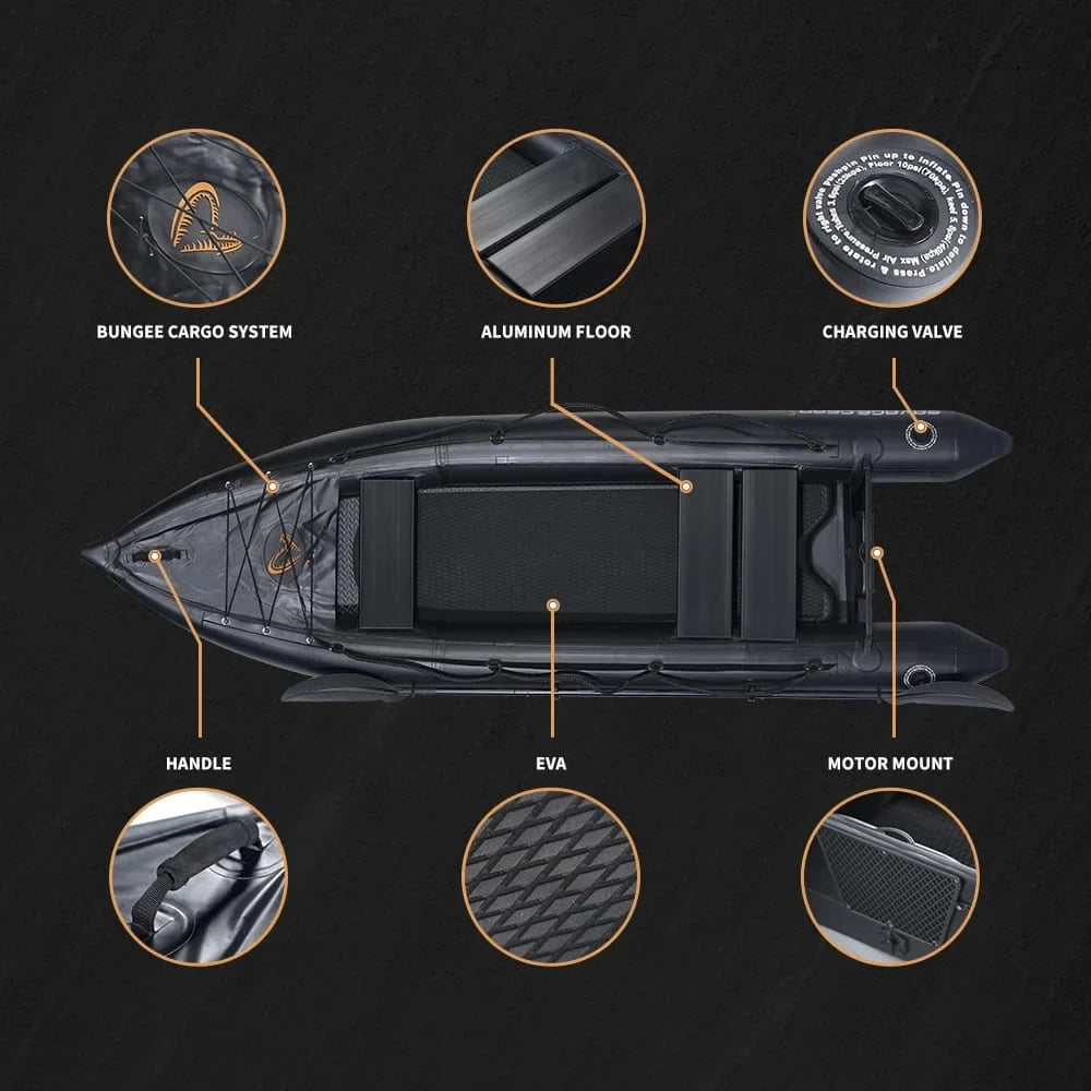 2 Person Inflatable Fishing Kayak PVC Boat, 130 in x 43 in x 11.8 in - Aluminum Alloy Seats