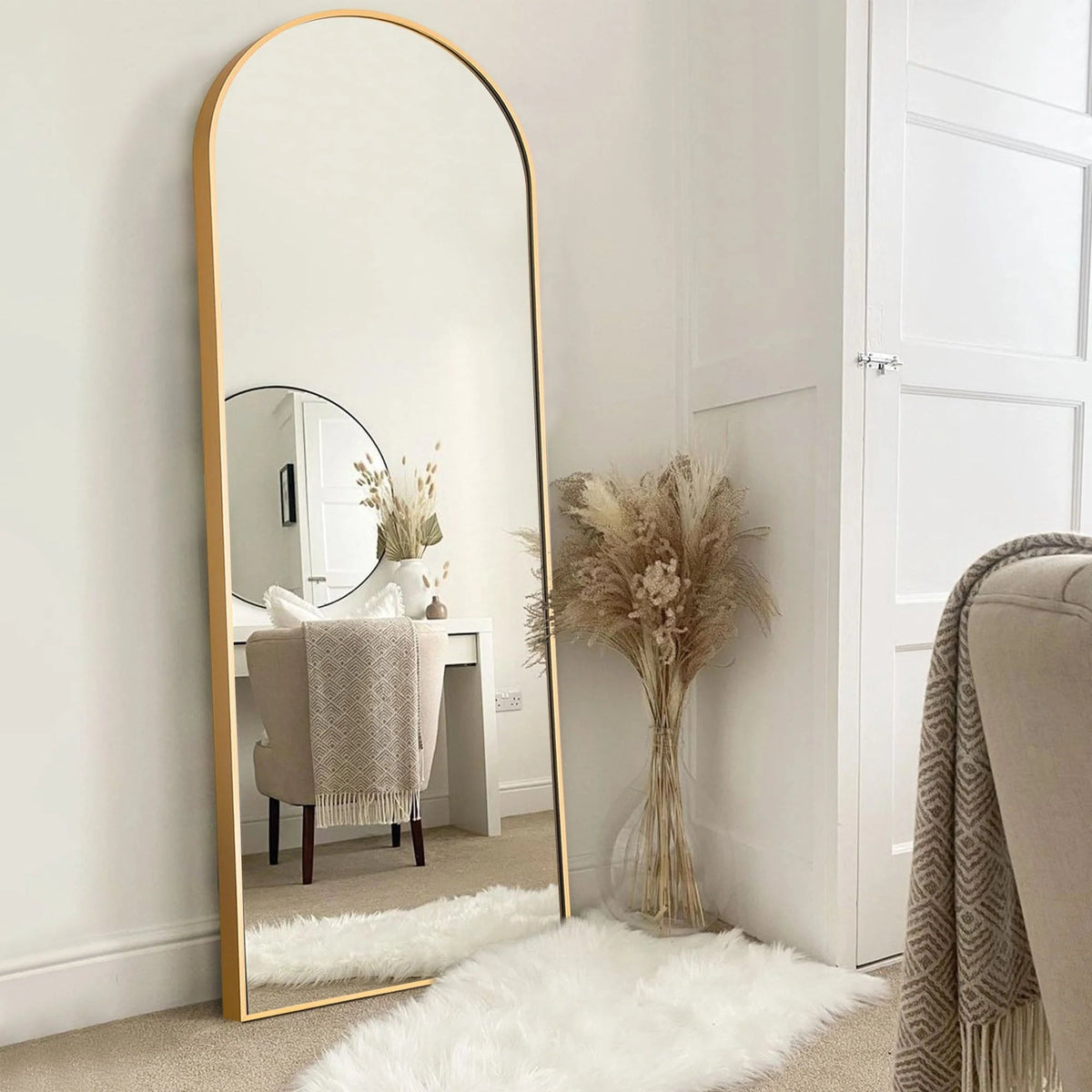 Arched Full-Length Floor Mirror - Standing And Wall-Mounted