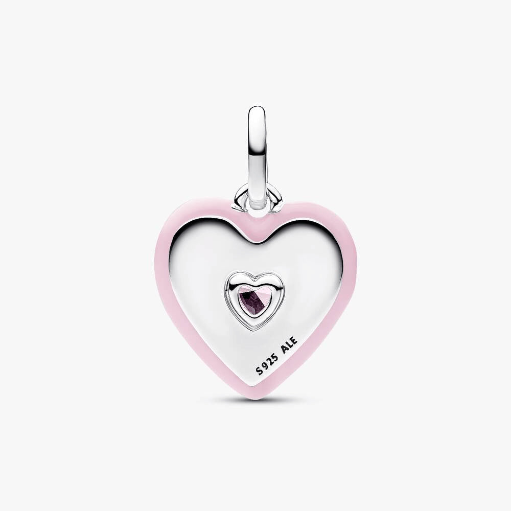Radiating Pink Heart Medallion Charm