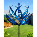 Cyan Oasis Outdoor Metal Wind Spinner, Blue, 27in W x 91in H