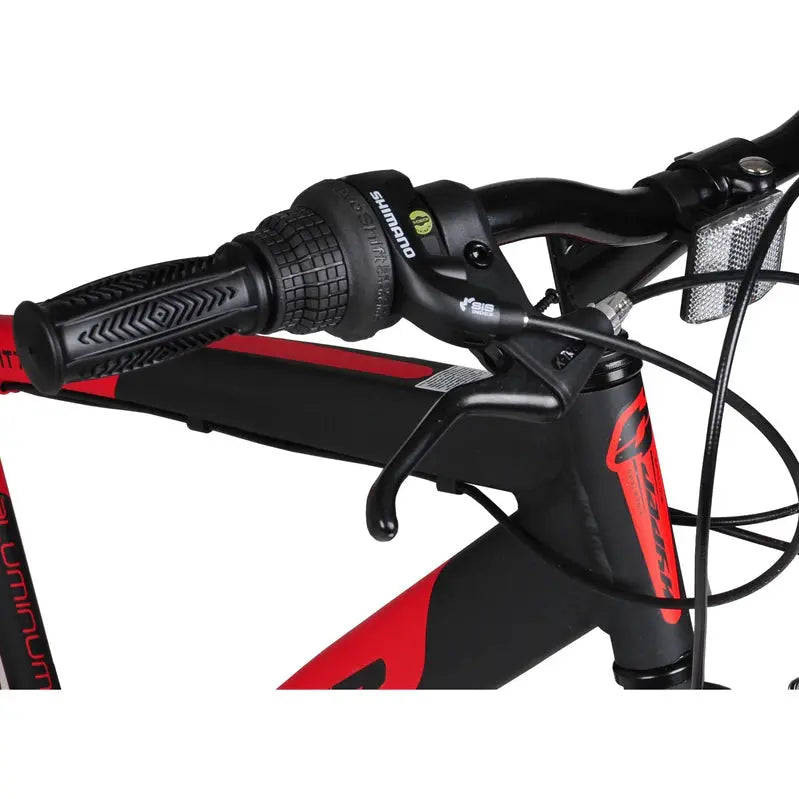 Hyper Bicycle 700C Men's Spin Fit Hybrid Bike, 21-Speed, Black/Red