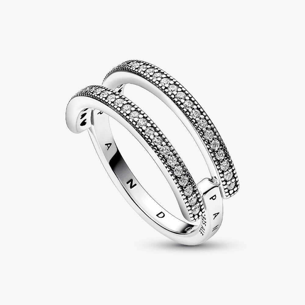 FINAL SALE - Pandora Signature Logo & Pavé Double Band Ring