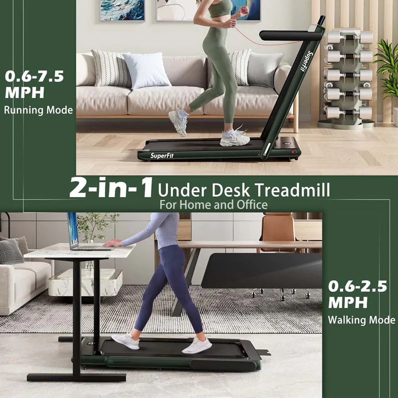 GYMAX 2-in-1 Folding Under Desk Treadmill With Speaker, App And Remote Control - 2.5HP