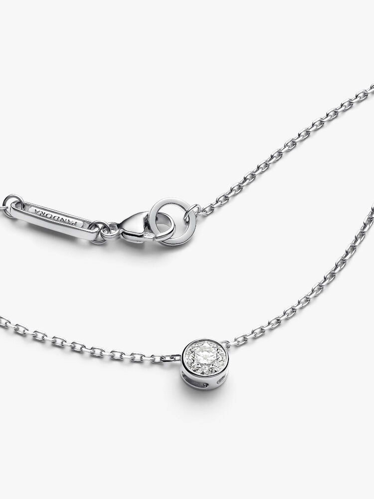 Pandora Era Bezel Sterling Silver Lab-grown Diamond Pendant Necklace
