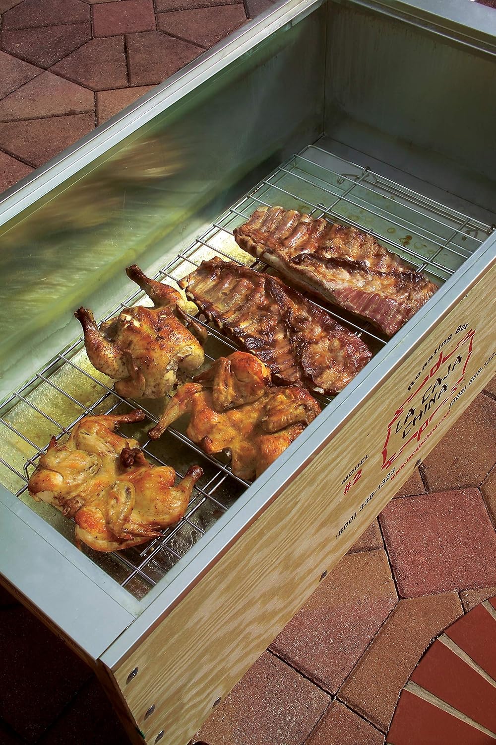 LA CAJA CHINA Pig Roaster, 100 LB Capacity, 48in L x 24in W x 24in H - Model #2