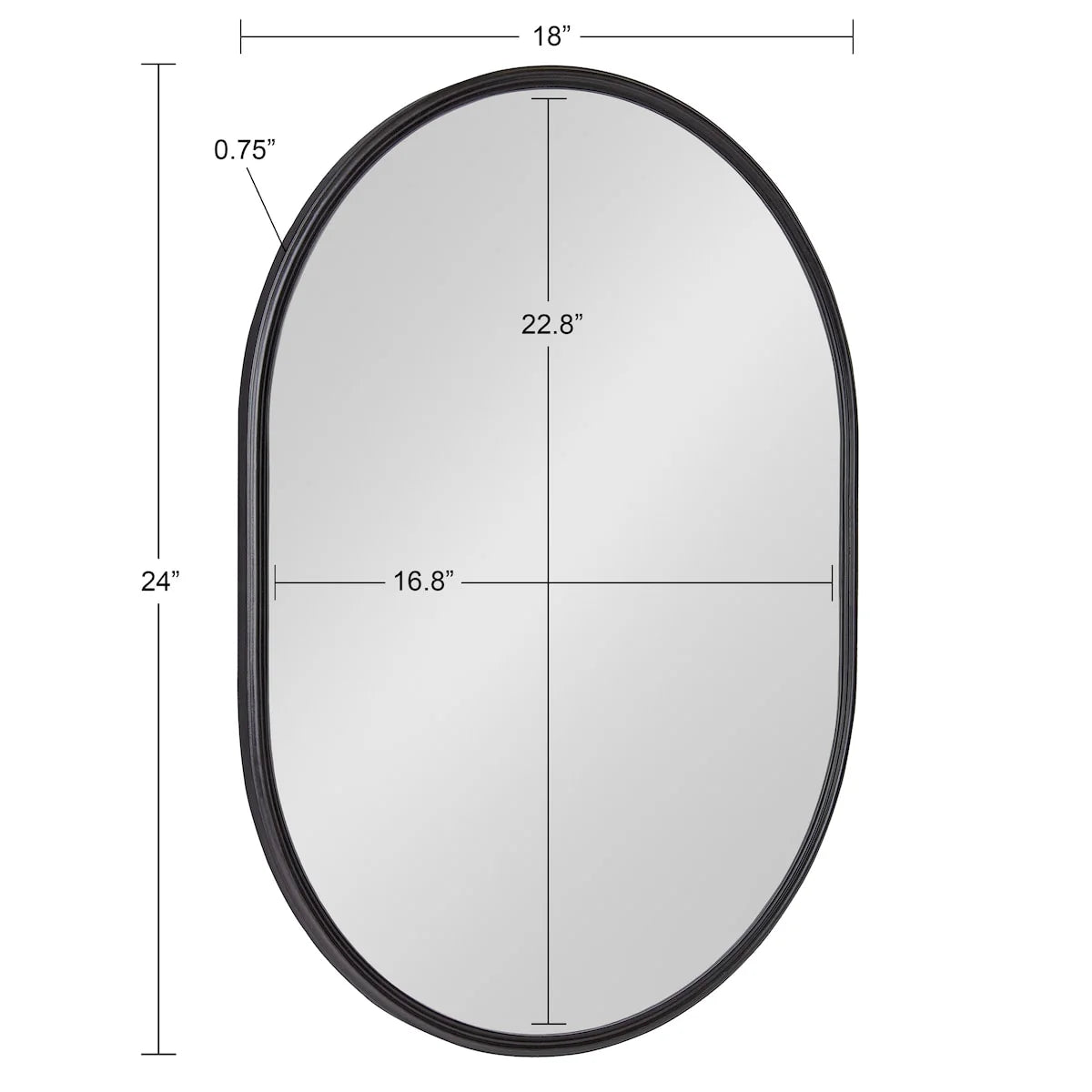 Capsule Framed Wall Mirror, 16x48, 18x24, 22x34, 24x36, Black, Bronze, Gold, Gray, Silver, Antique-Bronze
