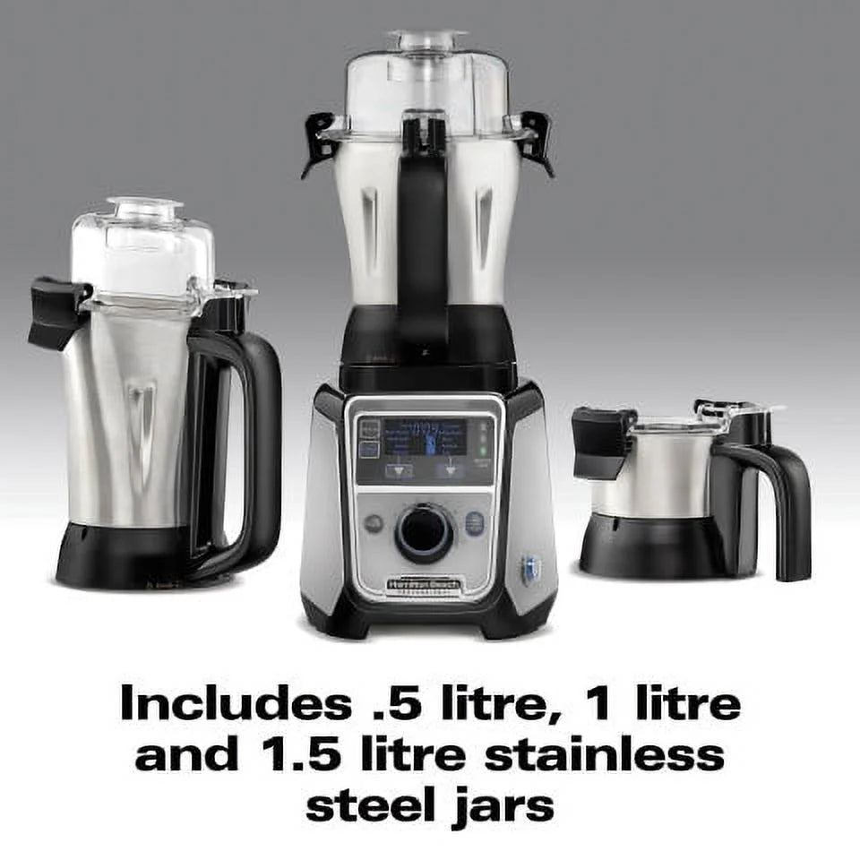 Hamilton Beach Professional Juicer Mixer Grinder, 2.2 HP, 120V, 3 Stainless Steel Jars, 0.5, 1 And 1.5 Liters - 58770