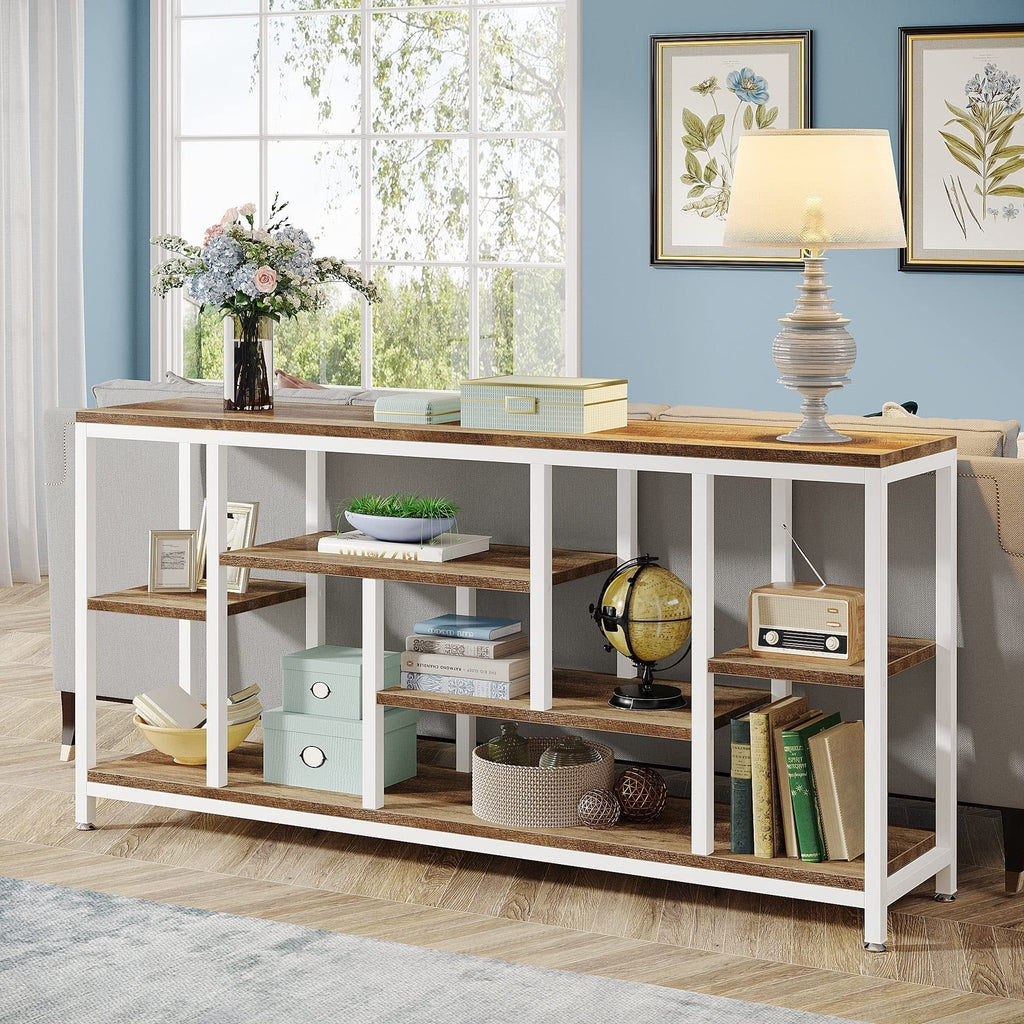 3-Tier Console Sofa Table With Storage, 70.9 Inch
