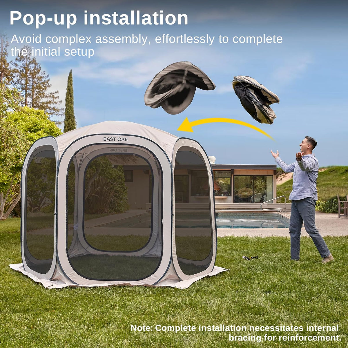 EAST OAK Pop-Up Screen House Tent 10 x 10 FT With Carry Bag
