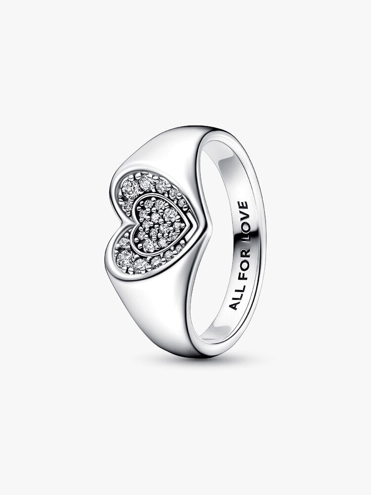 FINAL SALE - Radiant Heart Pavé Signet Ring