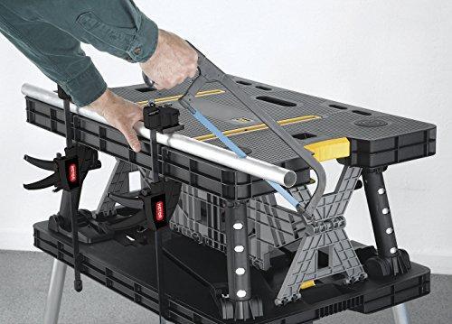 Keter Folding Work Table, 1000 lbs Capacity, Two 12 in Clamps, Black/Yellow - 197283