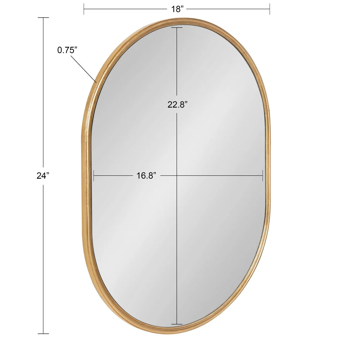Capsule Framed Wall Mirror, 16x48, 18x24, 22x34, 24x36, Black, Bronze, Gold, Gray, Silver, Antique-Bronze