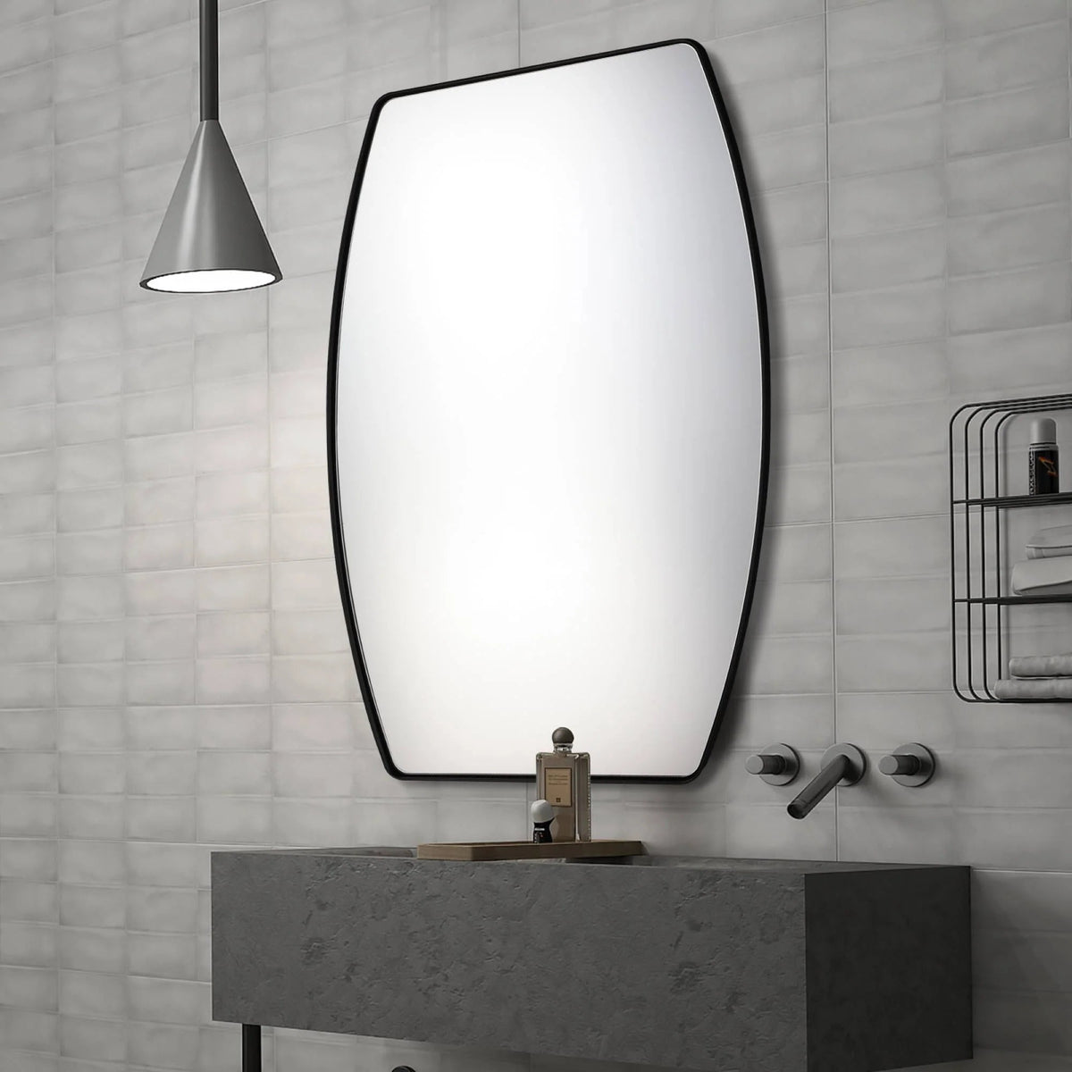 Oblong Metal Wall Mirror, 18 or 24 - Black, Gold, or Silver