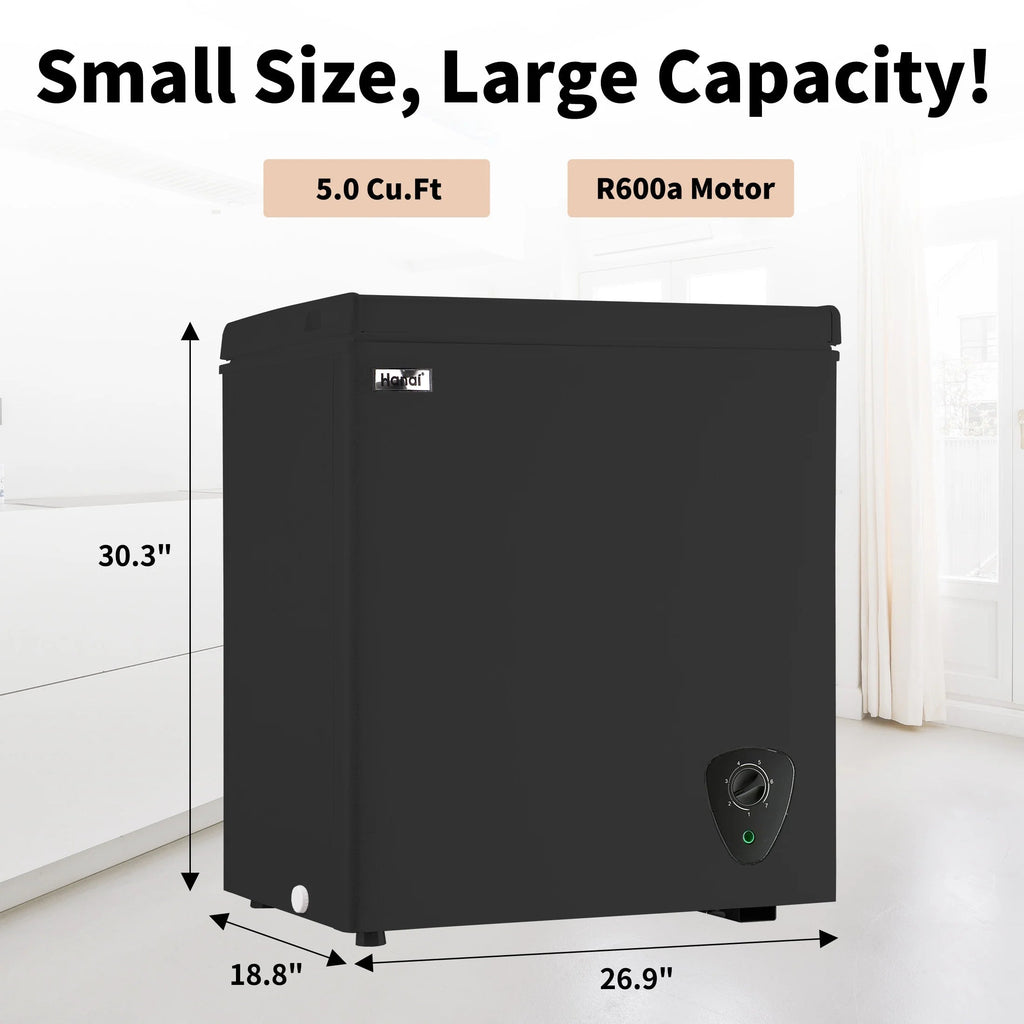 WANAI 5 Cu Ft Chest Freezer - Black