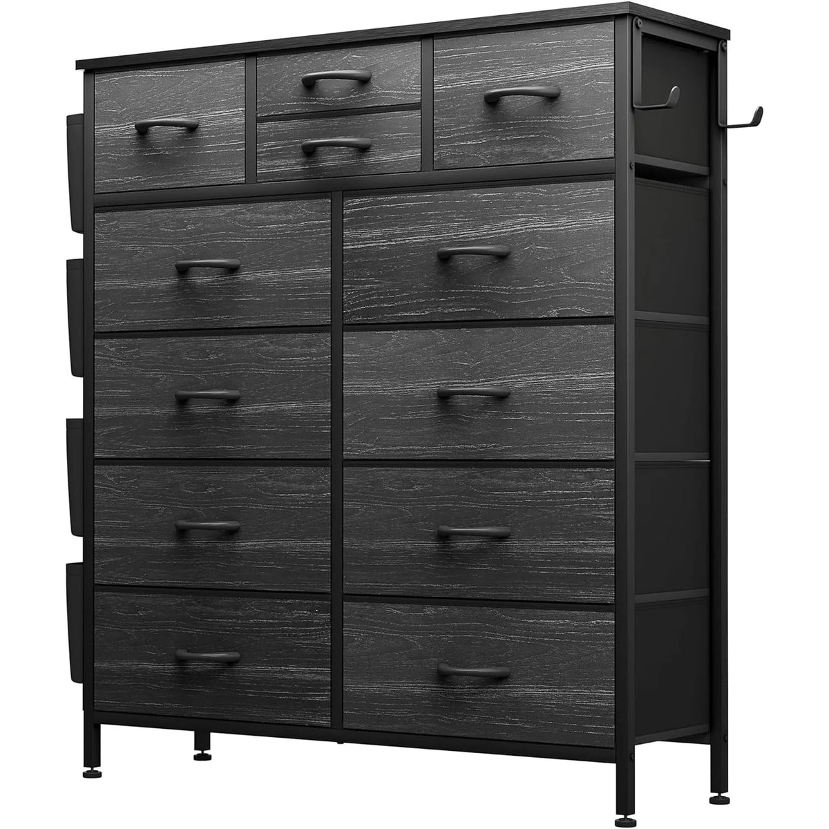 12-Drawer Fabric Dresser With Wood Top And Metal Frame