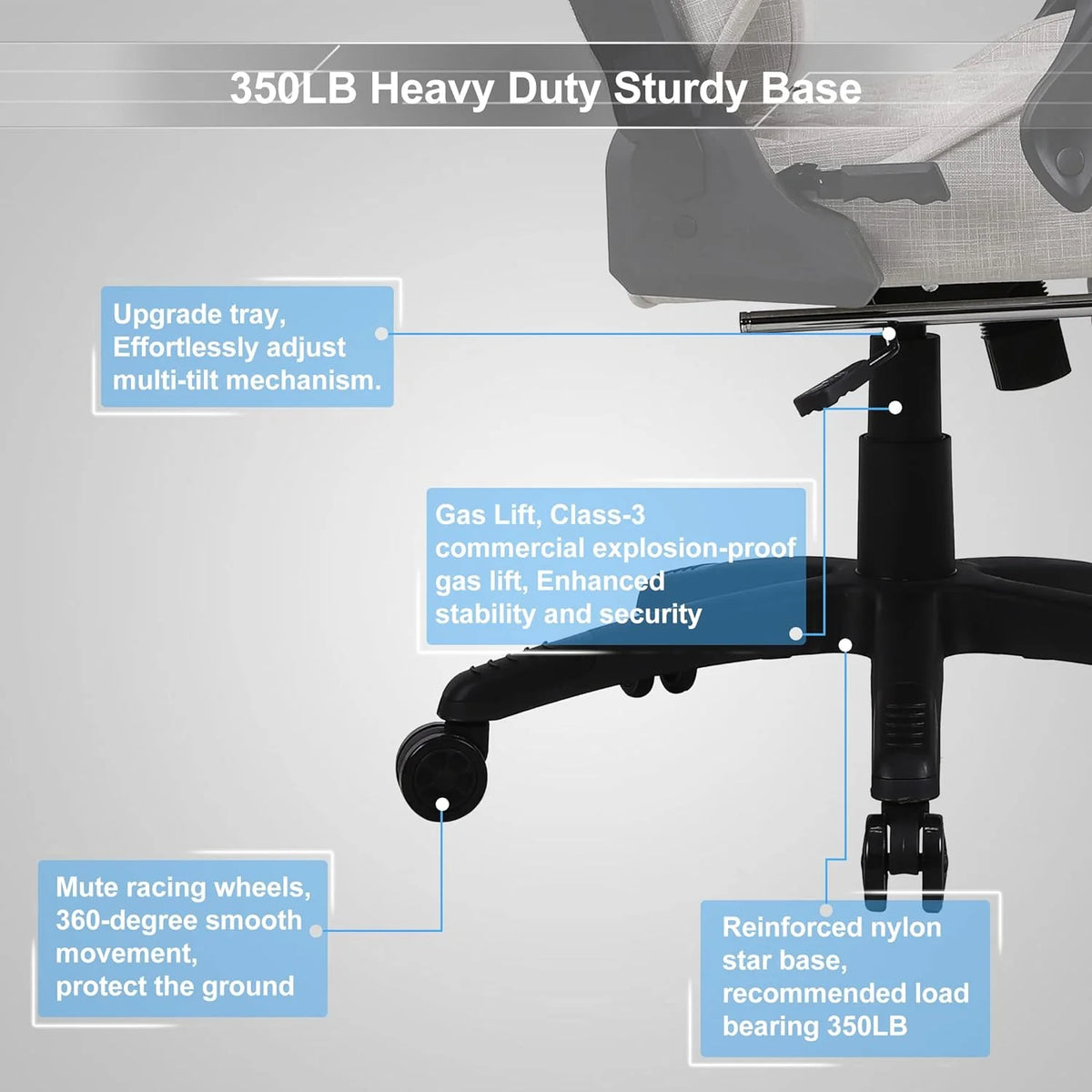 Blue Whale PU Leather Big And Tall Ergonomic Office Gaming Chair, 350 Pounds - B0BTCQ3VVW