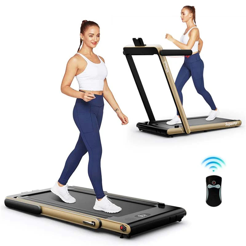 GYMAX 2-in-1 Folding Under Desk Treadmill With Speaker, App And Remote Control - 2.5HP
