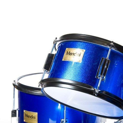 Kids' Junior Drum Set 16 Inch 5 Piece Blue Metallic With Throne, Cymbal, Pedal And Drumsticks - MJDS 5 BL