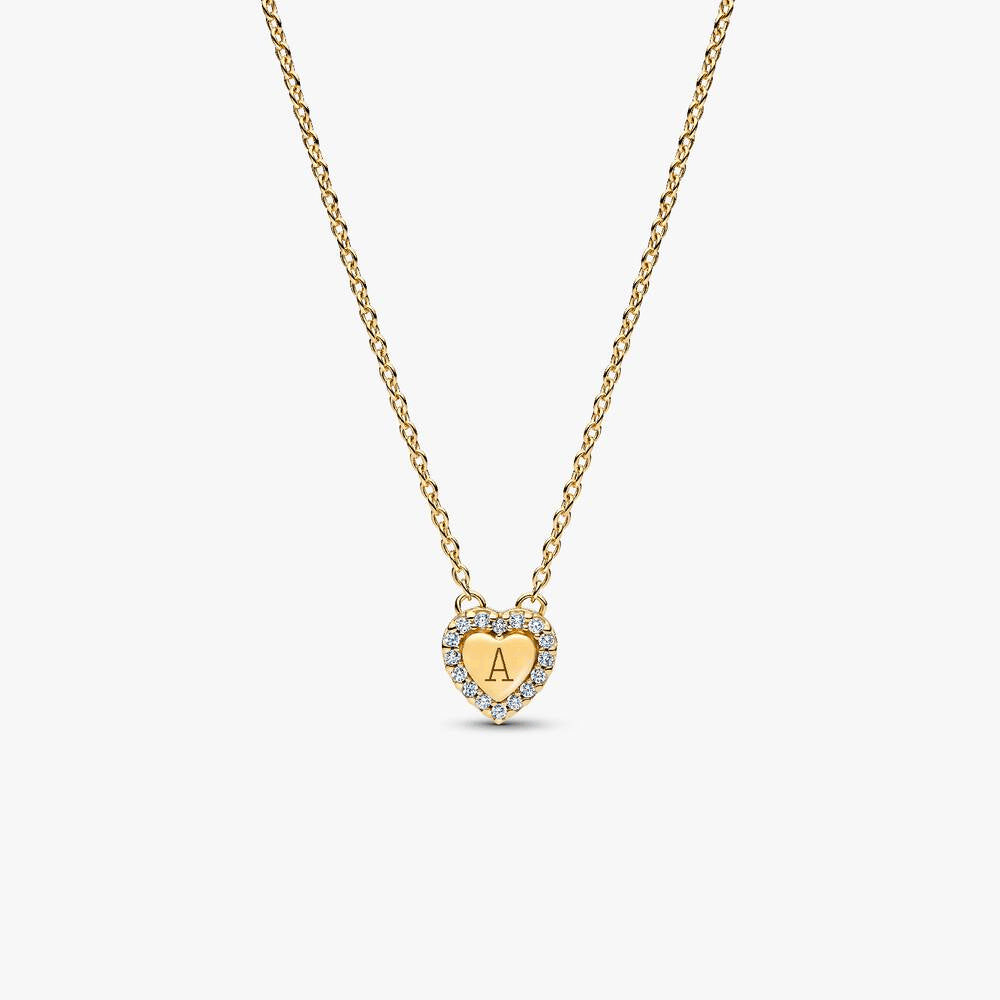Engravable Heart Halo Collier Necklace