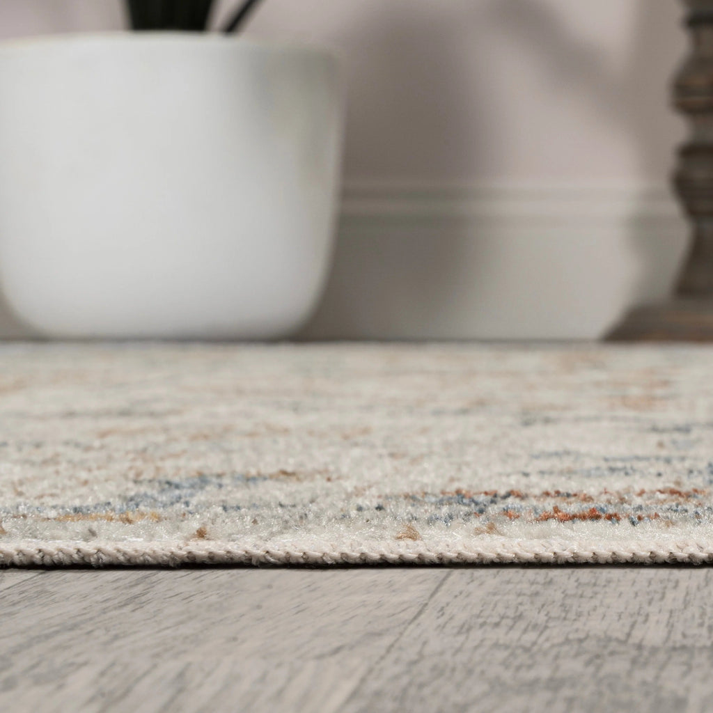 Bohemian Medallion Low-Pile Machine-Washable Area Rug, Cream And Terra