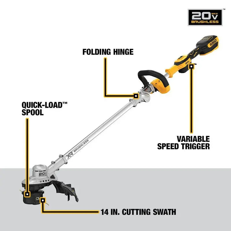 DEWALT 20V MAX 14 in Folding String Trimmer Tool Only - DCST922B