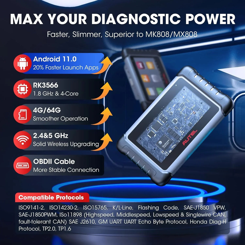 Autel MaxiCOM MK808S Automotive Diagnostic Scanner With 7-inch LCD Touchscreen