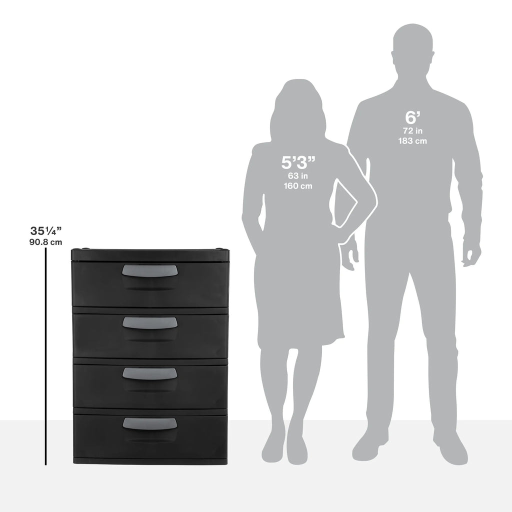 Sterilite 4 Drawer Plastic Storage Unit, Dark Gray, 1 Count - 4 Drawer Unit