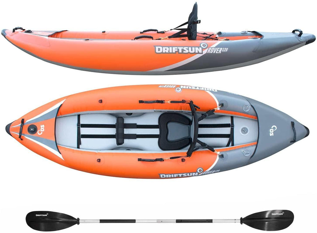 Inflatable Tandem Whitewater Kayak With High-Pressure Floor, Paddles And Pump - 8.5 ft x 36 in x 13 in