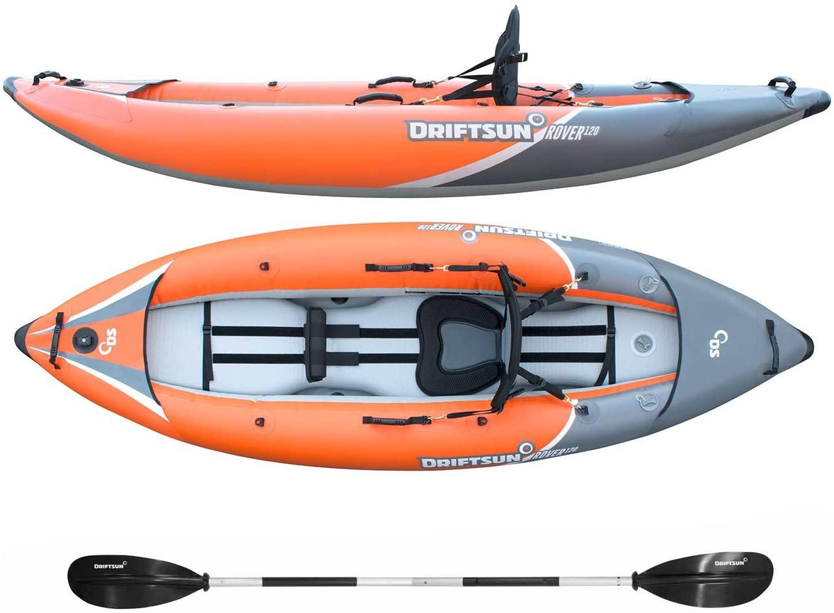 Inflatable Tandem Whitewater Kayak With High-Pressure Floor, Paddles And Pump - 8.5 ft x 36 in x 13 in