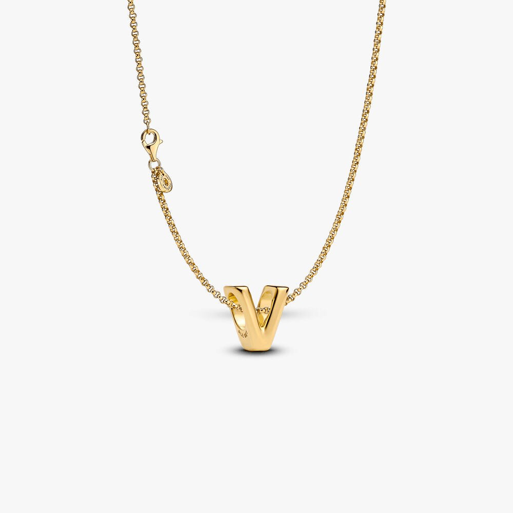 Letter V Charm Necklace