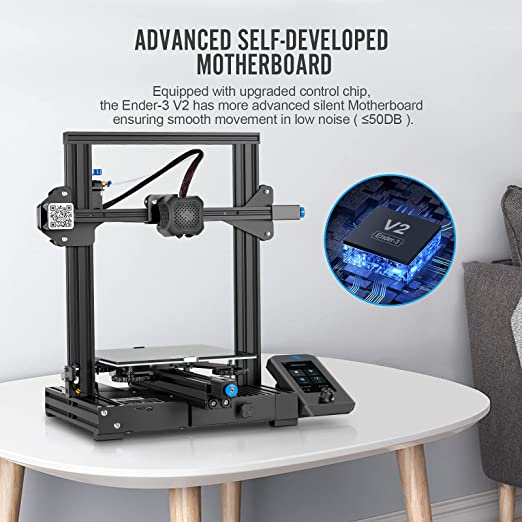 Creality Ender 3 V2 3D Printer, 220x220x250mm, Aluminum, Black - Ender 3 V2