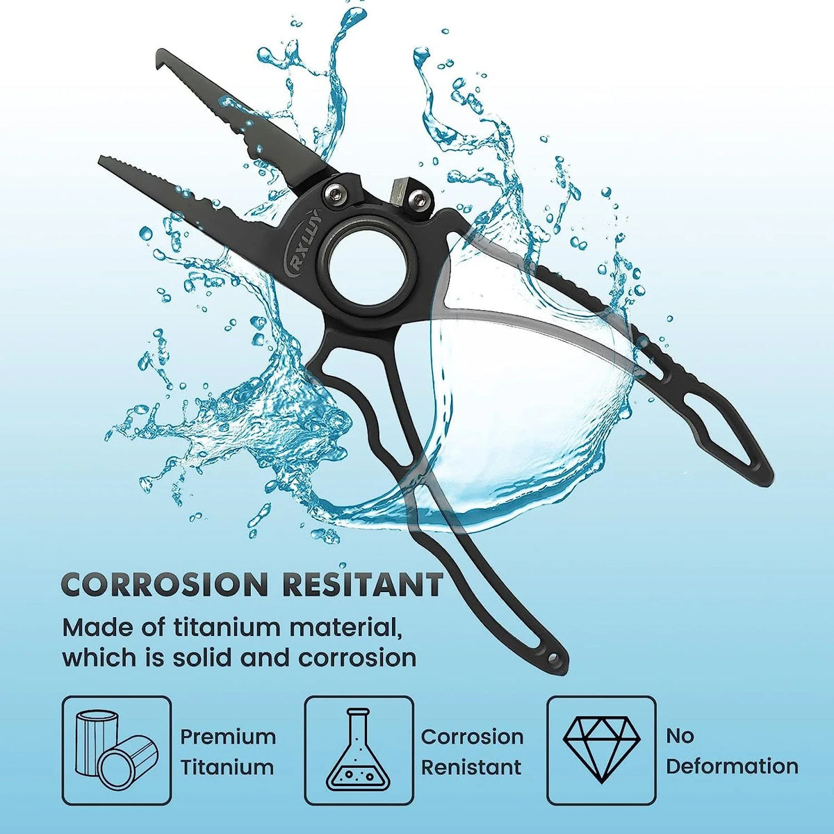 RXLUY Titanium Fishing Pliers With Tungsten Cutters, 7.49 in, 0.34 lb