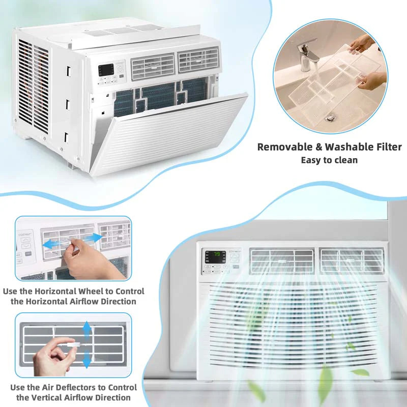 10000 BTU Window Air Conditioner With Remote, ECO Mode And Dehumidifier - White