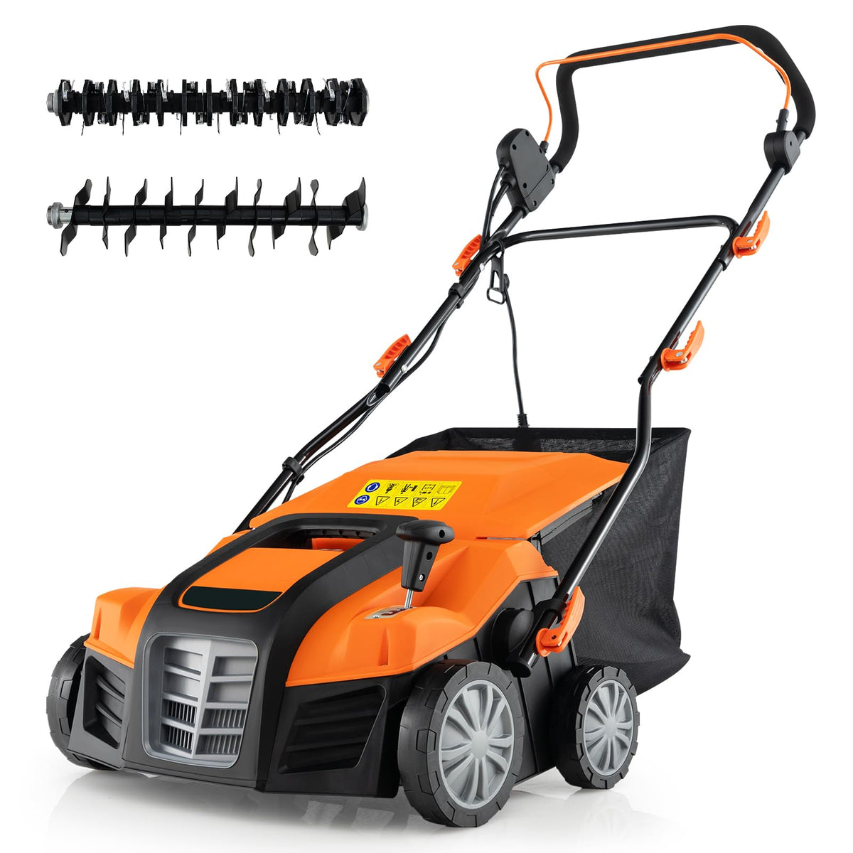 2-In-1 16-Inch 15A Corded Electric Scarifier And Lawn Dethatcher
