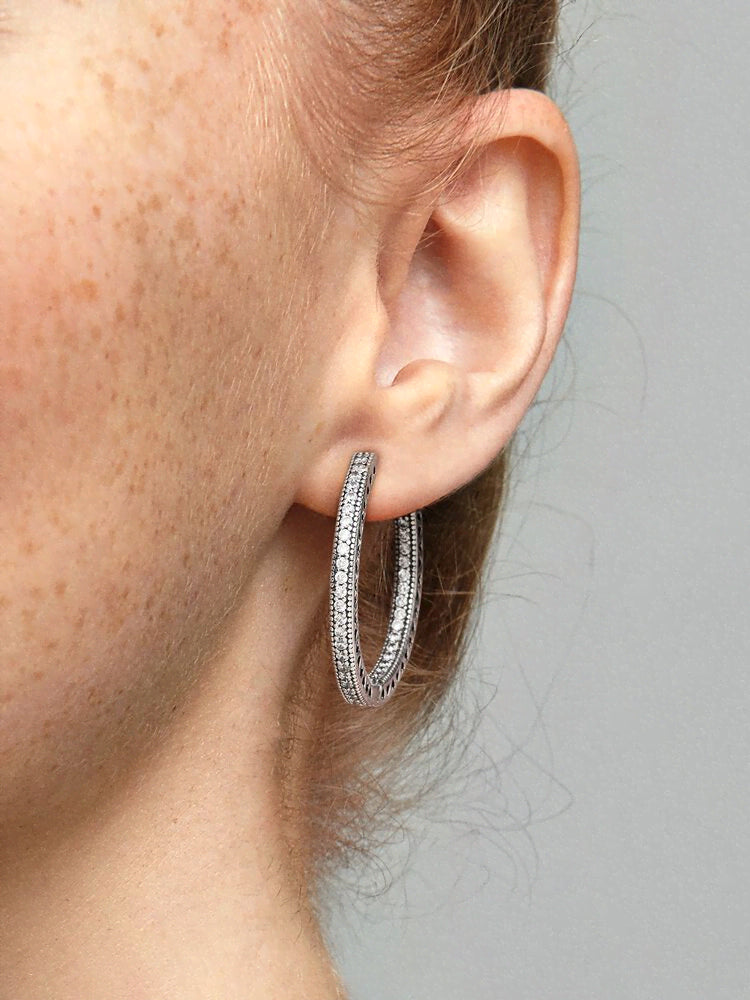 Sparkle and Hearts Hoop Earrings
