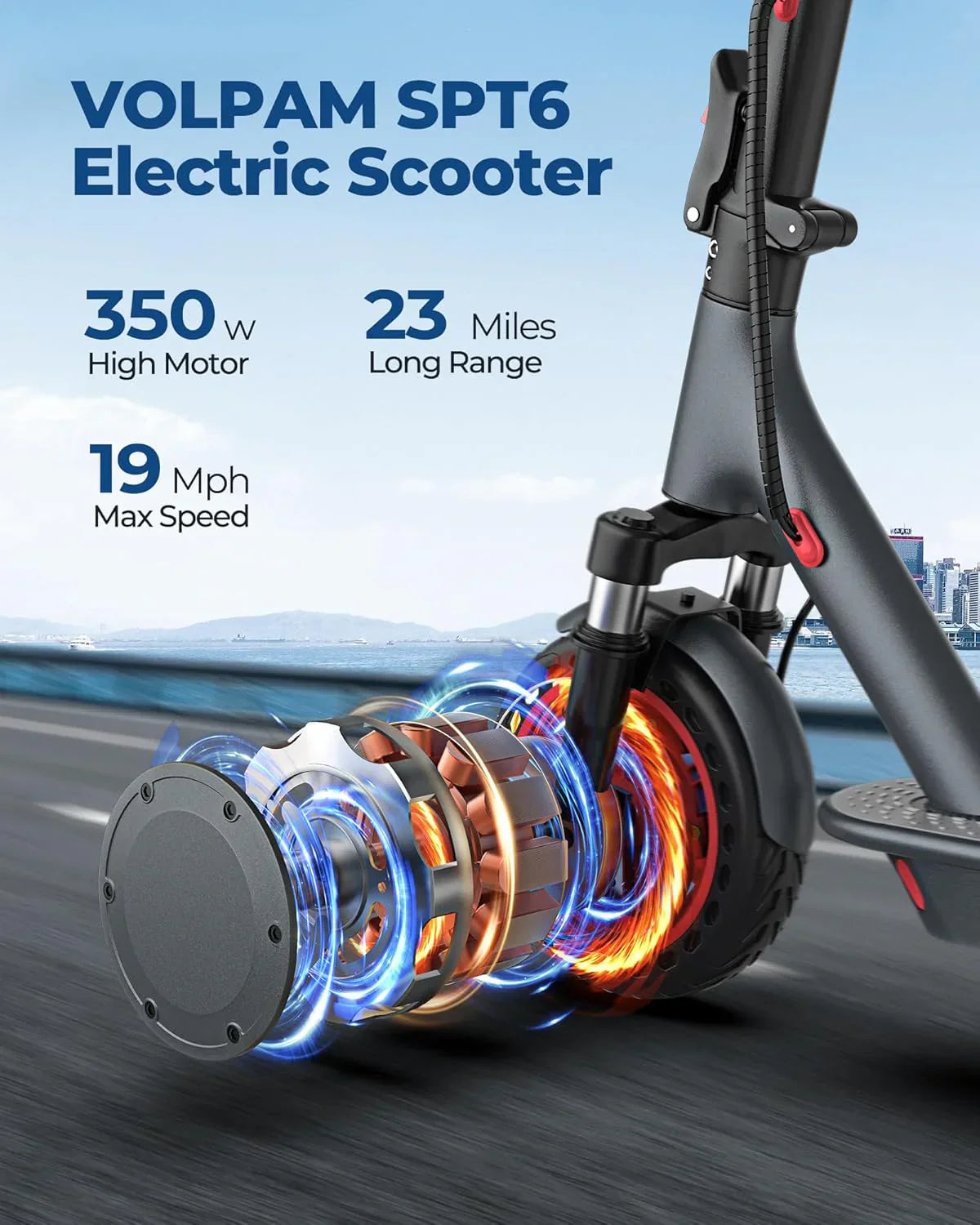 Electric Scooter 350W/500W Motor, 8.5/10 Solid Tires, 19/22 Mph, 28/21/12 Miles Range
