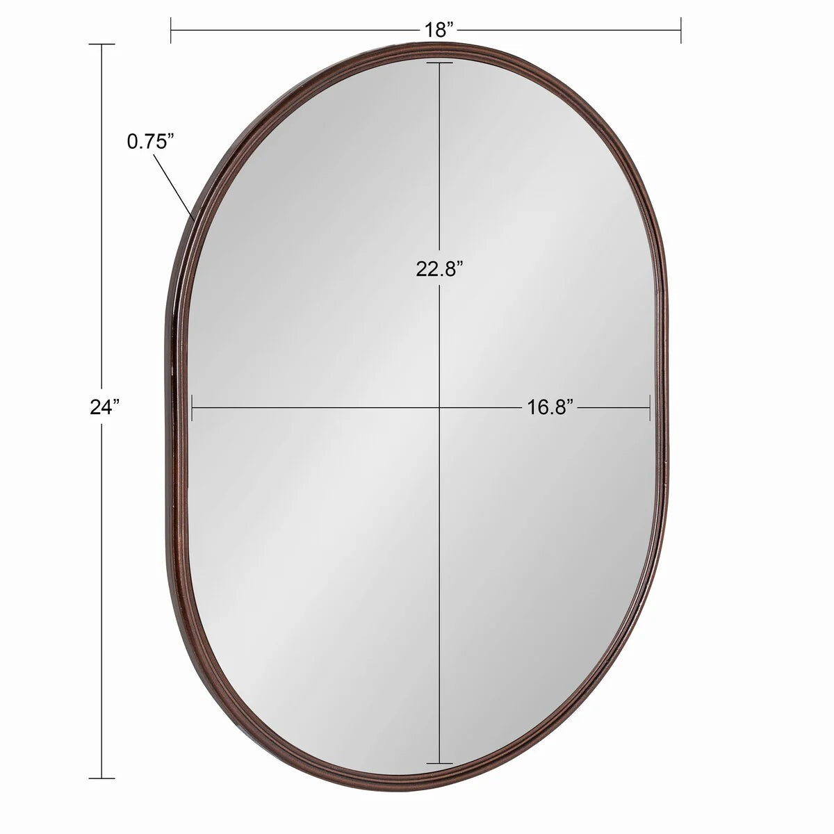 Capsule Framed Wall Mirror, 16x48, 18x24, 22x34, 24x36, Black, Bronze, Gold, Gray, Silver, Antique-Bronze