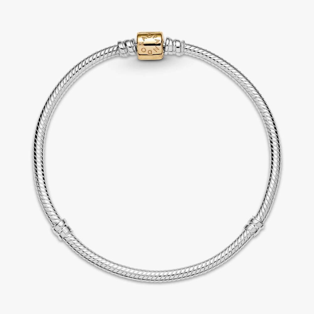 FINAL SALE - Pandora Moments Two-tone Barrel Clasp Snake Chain Bracelet
