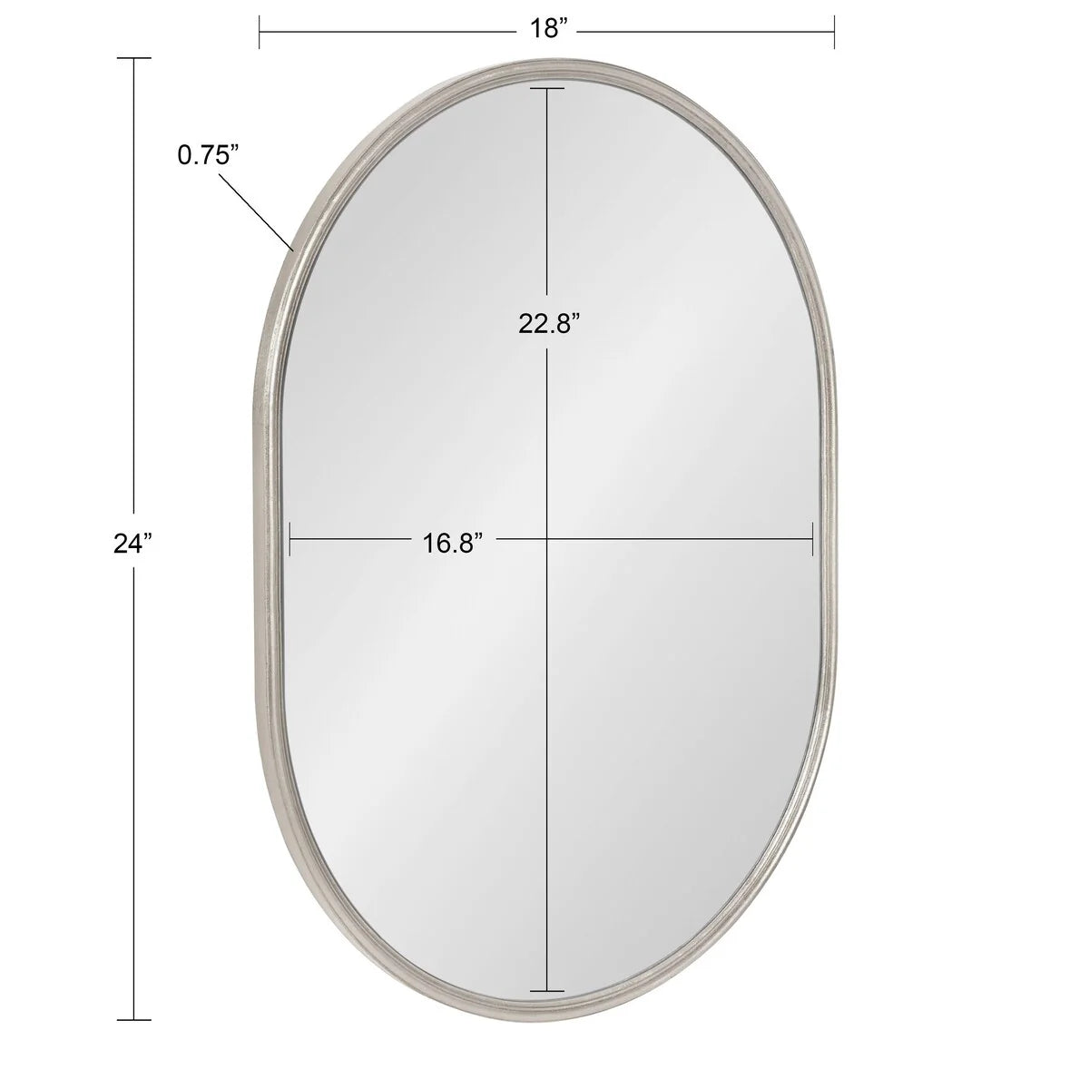 Capsule Framed Wall Mirror, 16x48, 18x24, 22x34, 24x36, Black, Bronze, Gold, Gray, Silver, Antique-Bronze