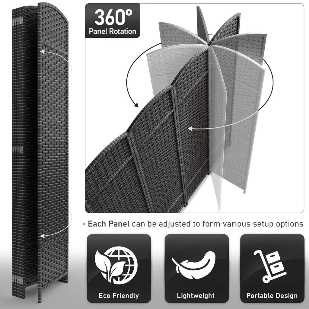 6-Panel Room Divider Privacy Screen With Hand-Woven Mesh Panels - 6 Ft Tall