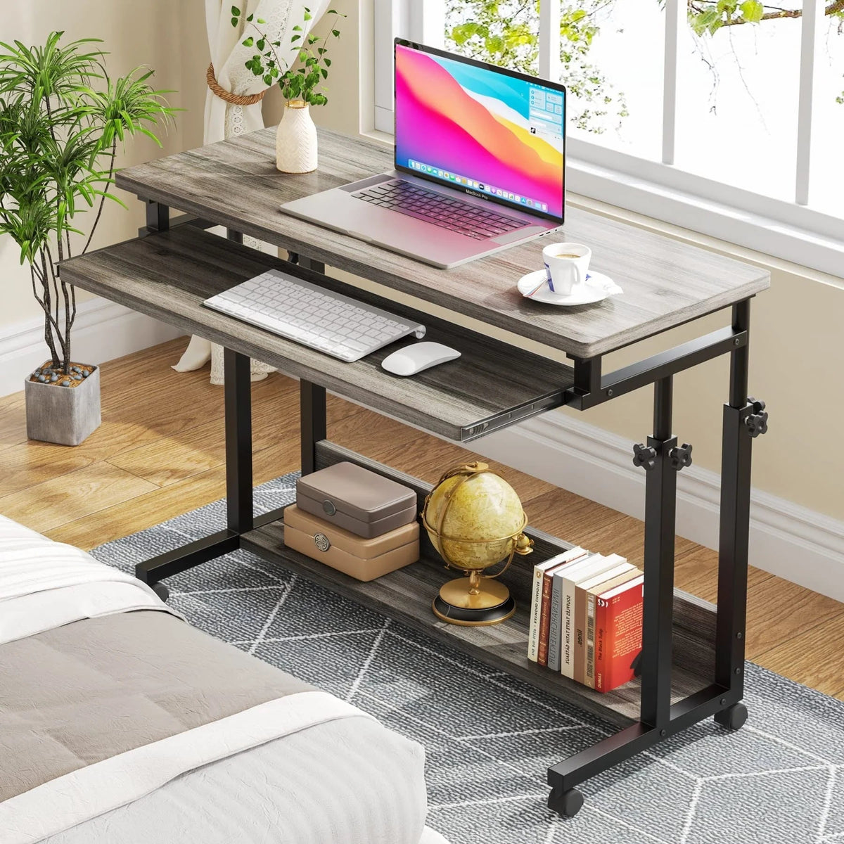 Height-Adjustable Portable Laptop Desk With Keyboard Tray, 43.3in H x 31.5in L x 17in D