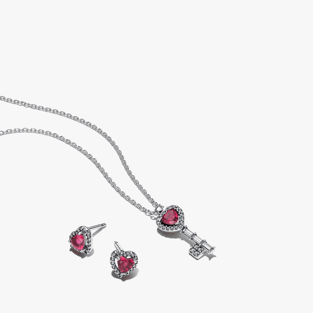 Elevated Heart Key Necklace & Earrings Set